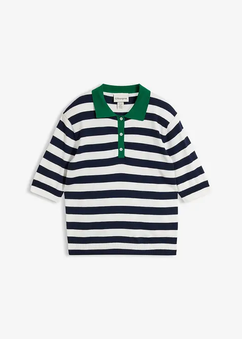 Pull col polo en fine maille, bonprix