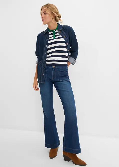 Pull col polo en fine maille, bonprix