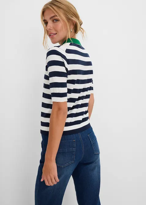 Pull col polo en fine maille, bonprix