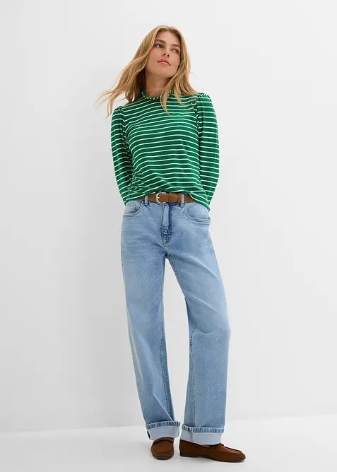 T-shirt manches longues &agrave; finitions ruch&eacute;es, bonprix