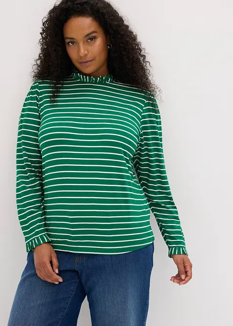 T-shirt manches longues &agrave; finitions ruch&eacute;es, bonprix