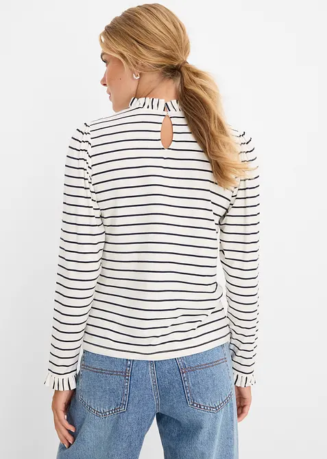 T-shirt manches longues &agrave; finitions ruch&eacute;es, bonprix