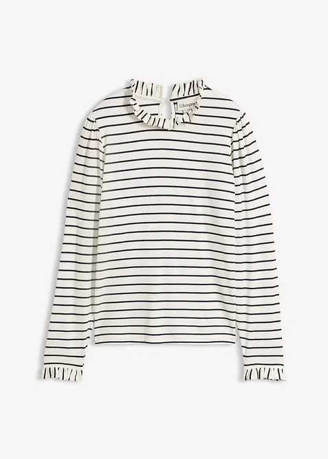 T-shirt manches longues &agrave; finitions ruch&eacute;es, bonprix