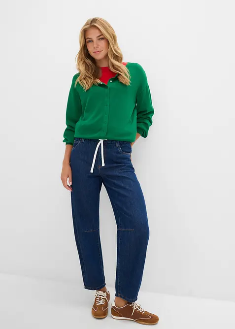 Jean barrel cropped, taille mi-haute, bonprix