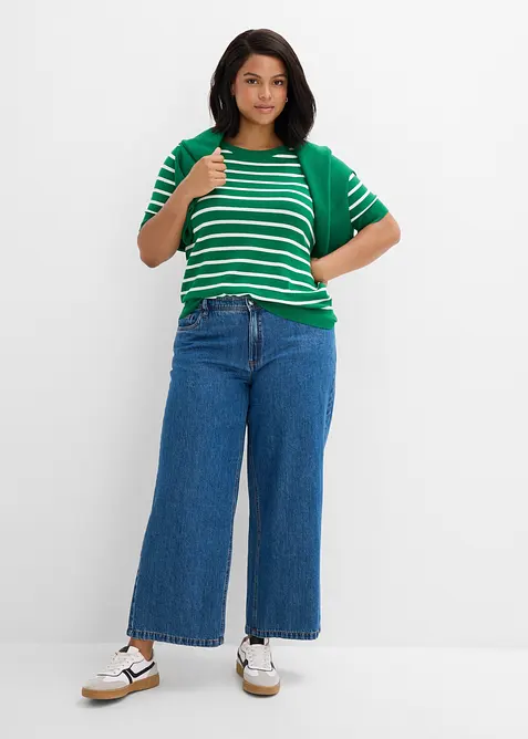 Wide-Leg-Jeans Mid Waist cropped, bonprix