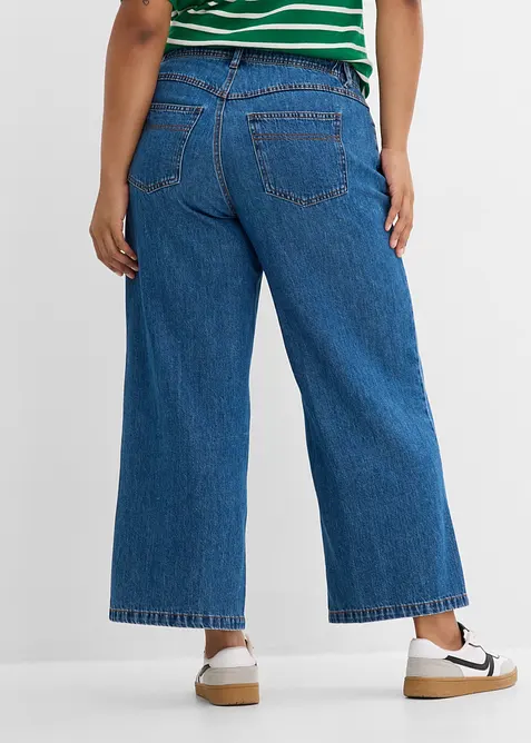Wide-Leg-Jeans Mid Waist cropped, bonprix