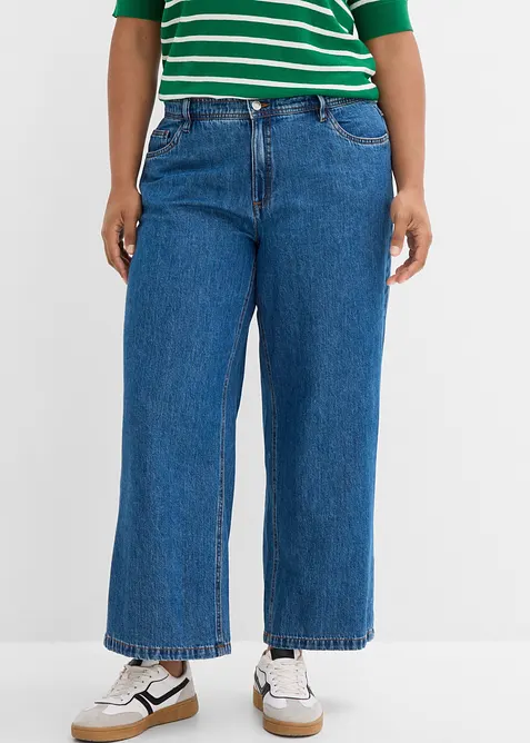 Wide-Leg-Jeans Mid Waist cropped, bonprix