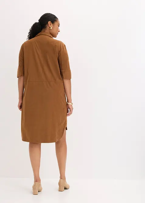 Hemdblusenkleid in Velourslederimitat, bonprix