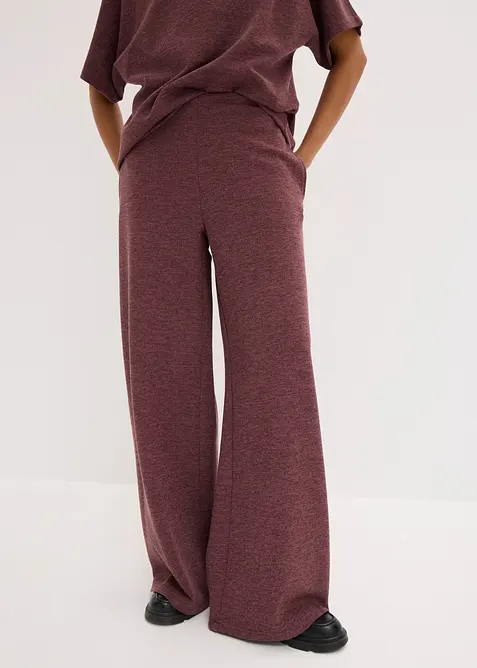 Pantalon &agrave; jambe large en piqu&eacute;, bonprix