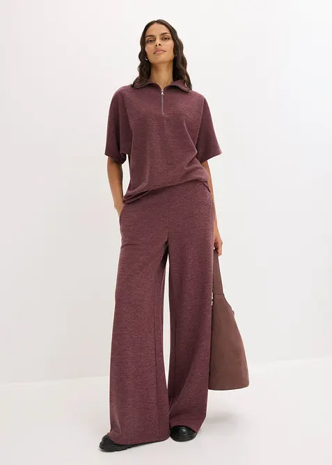 Pantalon &agrave; jambe large en piqu&eacute;, bonprix