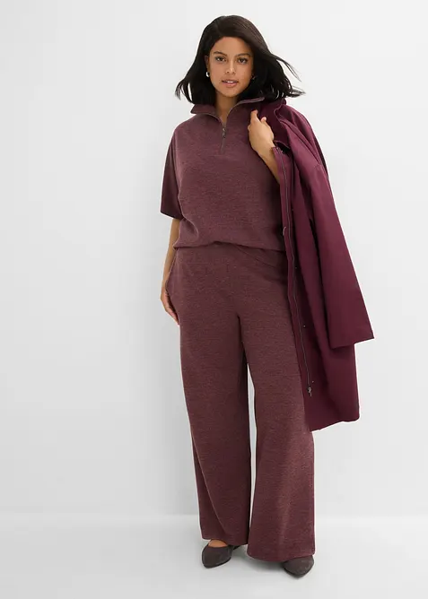 Pantalon &agrave; jambe large en piqu&eacute;, bonprix