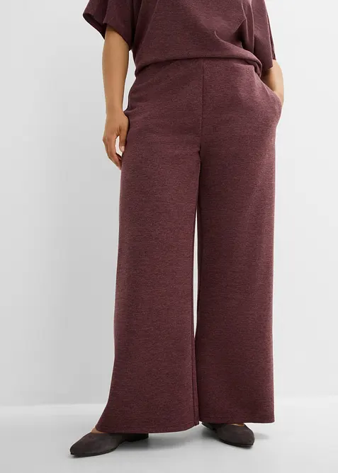 Pantalon &agrave; jambe large en piqu&eacute;, bonprix