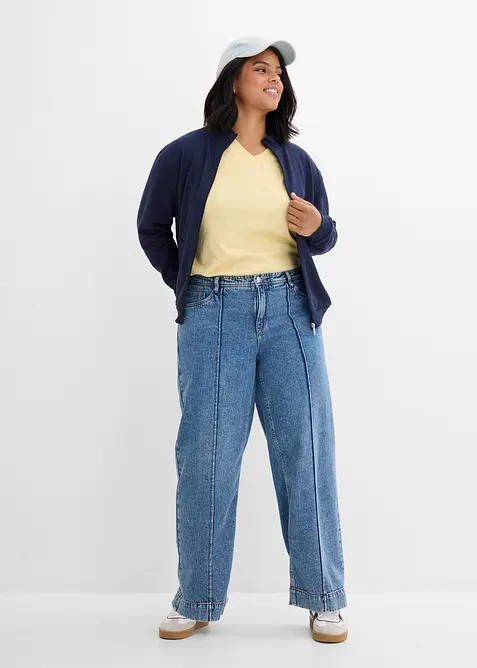 Wide-Leg-Jeans Mid Waist, bonprix