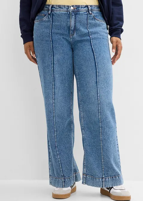 Wide-Leg-Jeans Mid Waist, bonprix