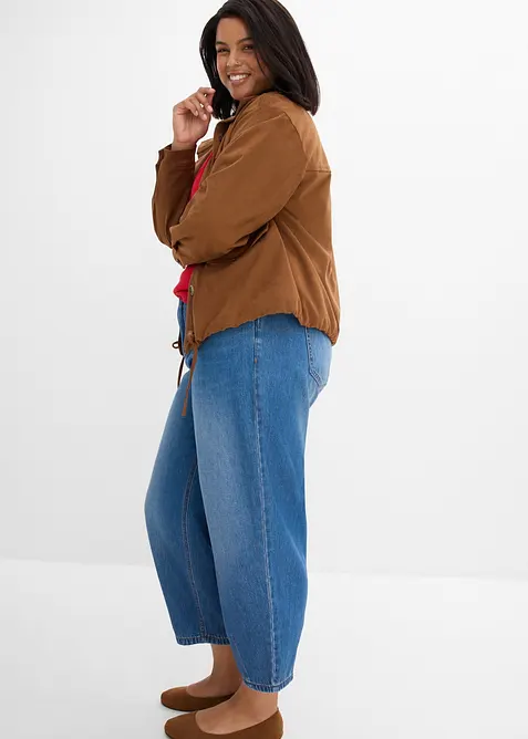 Jean barrel cropped, taille mi-haute, bonprix