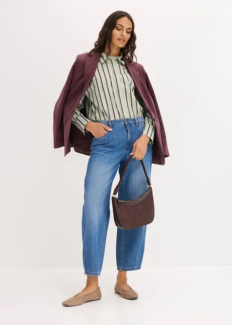Jean barrel cropped, taille mi-haute, bonprix