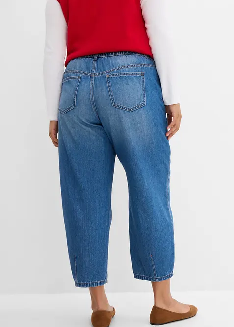 Jean barrel cropped, taille mi-haute, bonprix