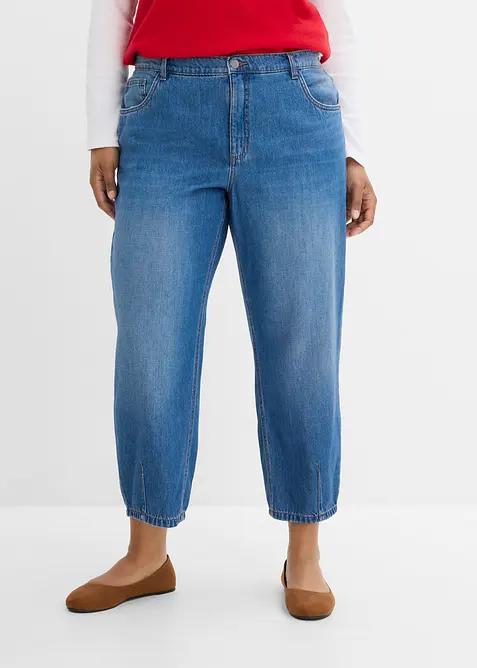 Jean barrel cropped, taille mi-haute, bonprix