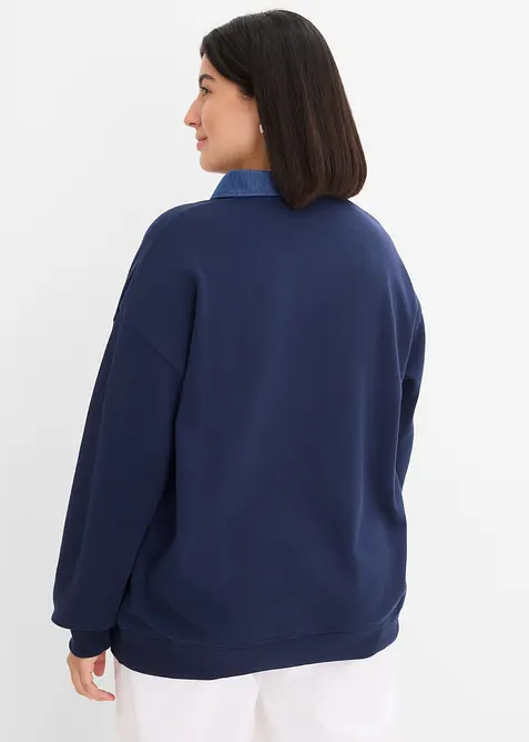 Sweat oversize avec col en denim, bonprix