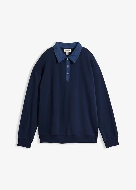 Sweat oversize avec col en denim, bonprix