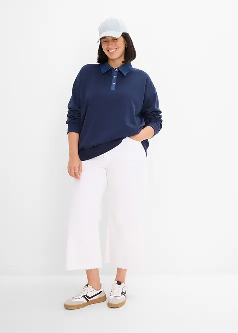 Sweat oversize avec col en denim, bonprix