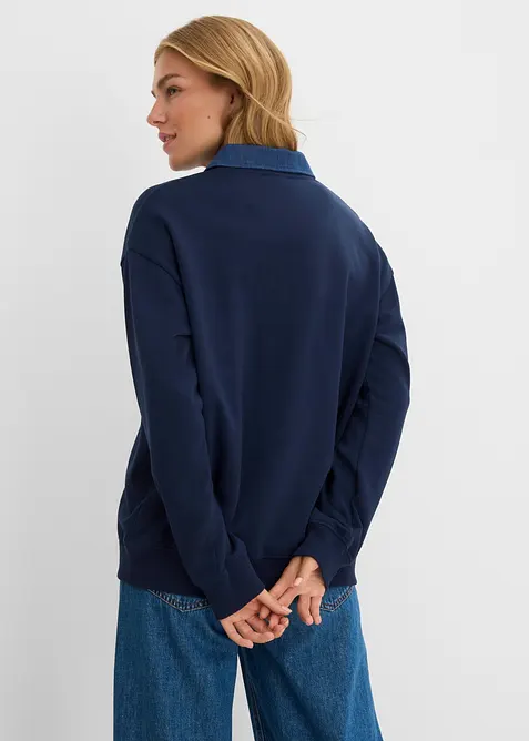 Sweat oversize avec col en denim, bonprix