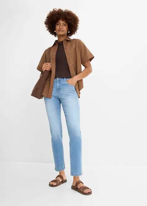 Jean droit, taille mi-haute, cropped, bonprix