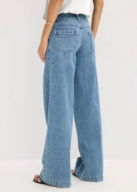 Jean large taille mi-haute, longueur sol, peu extensible, bonprix