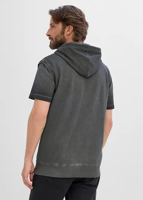 Kapuzen-Sweat-Weste in gewaschener Optik aus reiner Baumwolle, bonprix