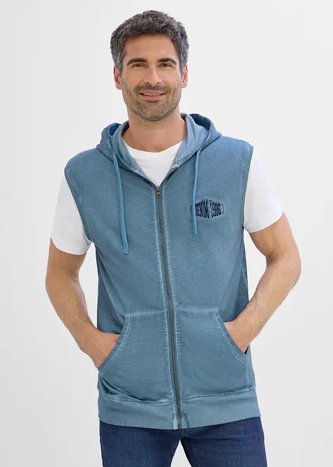 Sweat sans manches &agrave; capuche 100% coton, effet d&eacute;lav&eacute;, bonprix