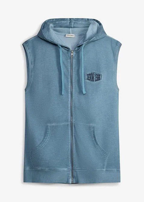 Sweat sans manches &agrave; capuche 100% coton, effet d&eacute;lav&eacute;, bonprix