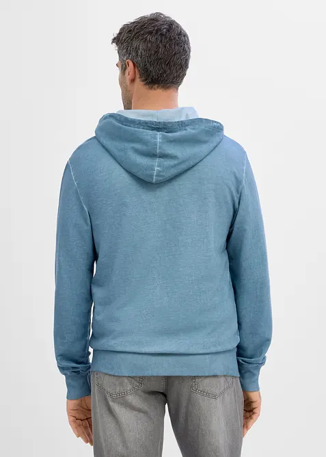 Kapuzen-Sweatjacke in gewaschener Optik aus reiner Baumwolle, bonprix