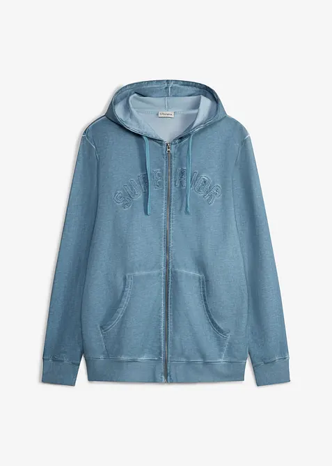 Kapuzen-Sweatjacke in gewaschener Optik aus reiner Baumwolle, bonprix