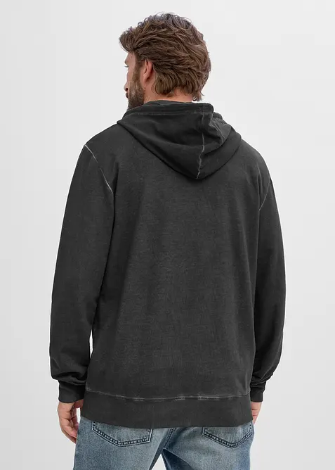 Kapuzen-Sweatjacke in gewaschener Optik aus reiner Baumwolle, bonprix