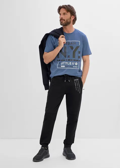 Pantalon de jogging &agrave; imprim&eacute; sportif, 100% coton, bonprix