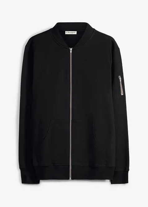 Sweat zipp&eacute; bomber 100% coton, bonprix