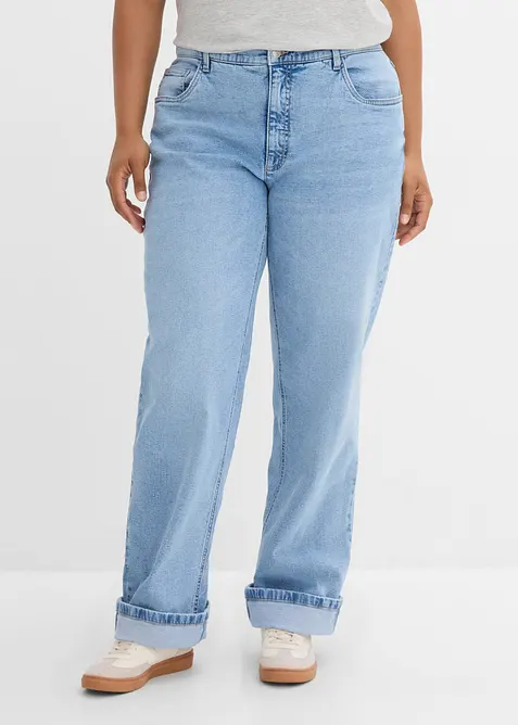 Jean droit et loose, taille haute, bonprix