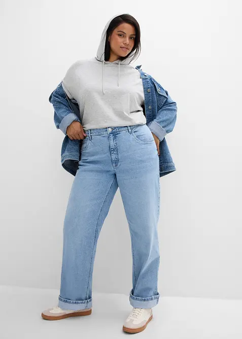 Jean droit et loose, taille haute, bonprix