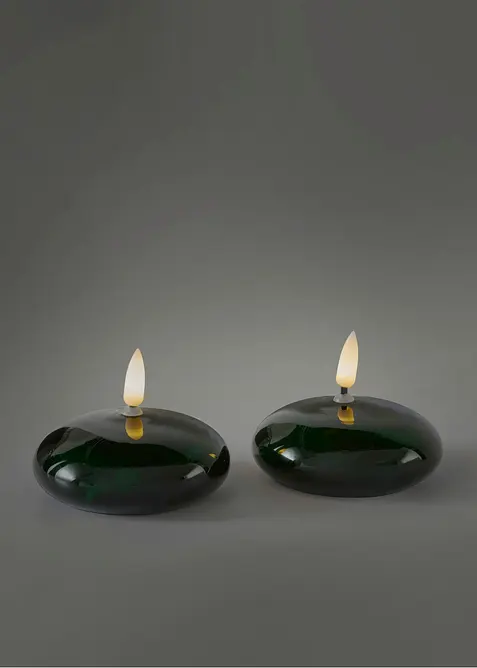 Lot de 2&nbsp;bougies LED forme lampe &agrave; huile, bonprix