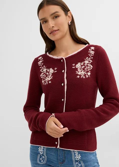 H&uuml;bsche Trachten-Strickjacke mit Stickerei, bonprix