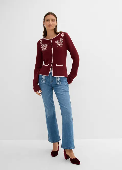 H&uuml;bsche Trachten-Strickjacke mit Stickerei, bonprix