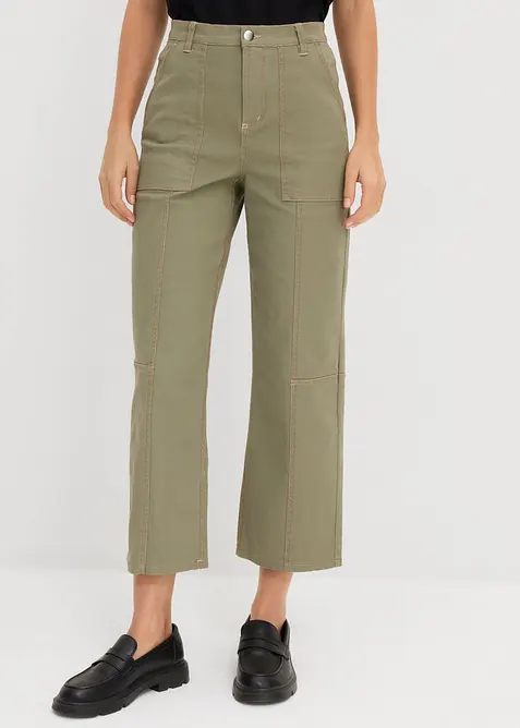 Verk&uuml;rzte Twillhose aus Baumwoll-Elasthan-Mix, bonprix