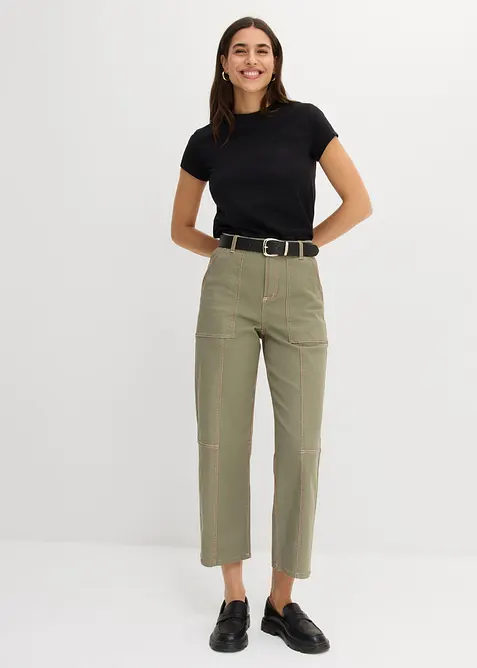 Verk&uuml;rzte Twillhose aus Baumwoll-Elasthan-Mix, bonprix