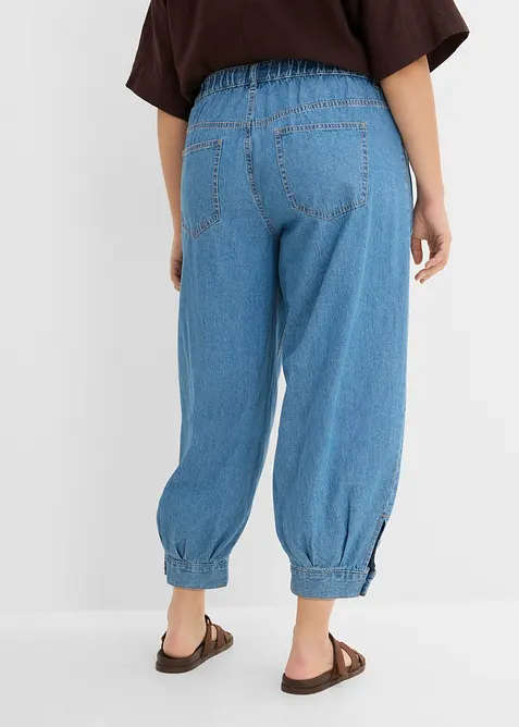 Jean ballon en toile l&eacute;g&egrave;re, taille mi-haute et &eacute;lastiqu&eacute;e, bonprix