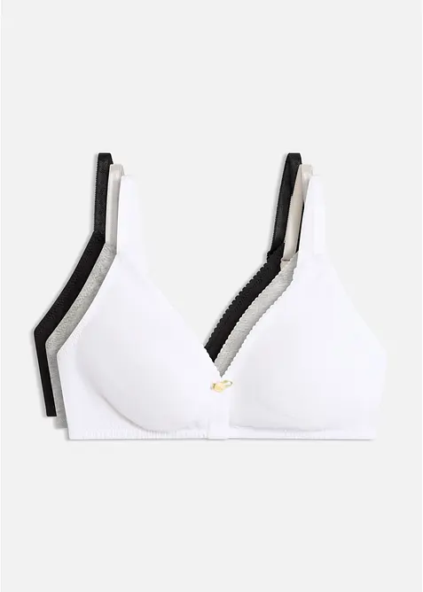 Lot de 3 soutiens-gorge coton sans armatures, bonprix