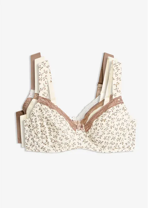 BH mit B&uuml;gel mit femininem Druck (3er Pack), bonprix