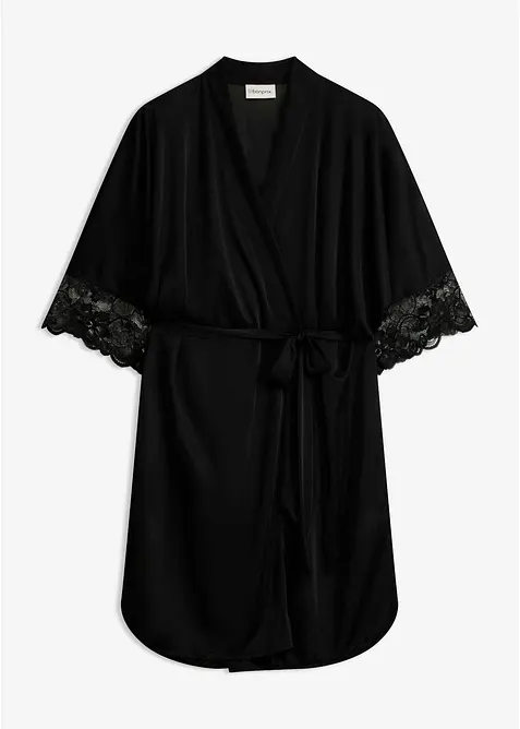Satin Kimono mit Spitze, bonprix