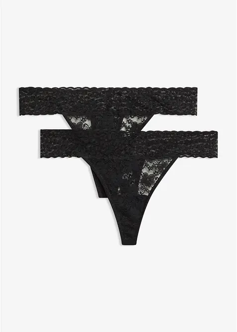Lot de 2 tangas en dentelle, bonprix