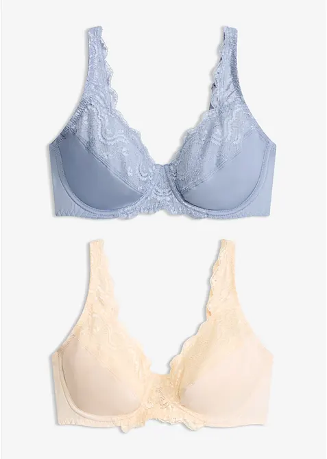 Lot de 2 soutiens-gorge avec dentelle, bonprix