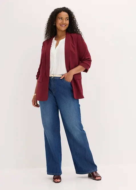 Blazer long &agrave; manches drap&eacute;es, bonprix